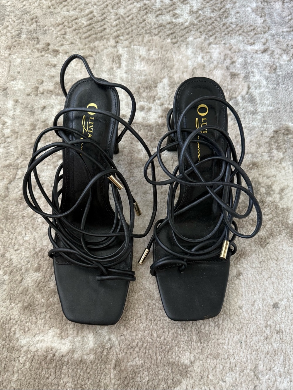 Olivia Jaymes Danna Black Strappy Heels